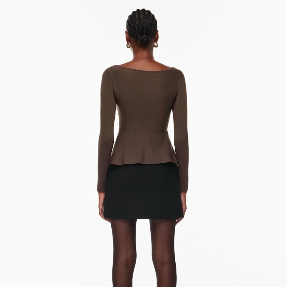 ARITZIA White Sculpt Knit Peplum Sweater - Picture 5 of 8